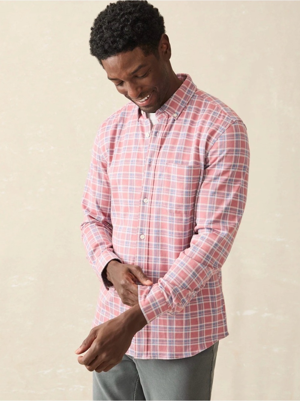 Faherty Coastline Knit Shirt - River Rose Plaid